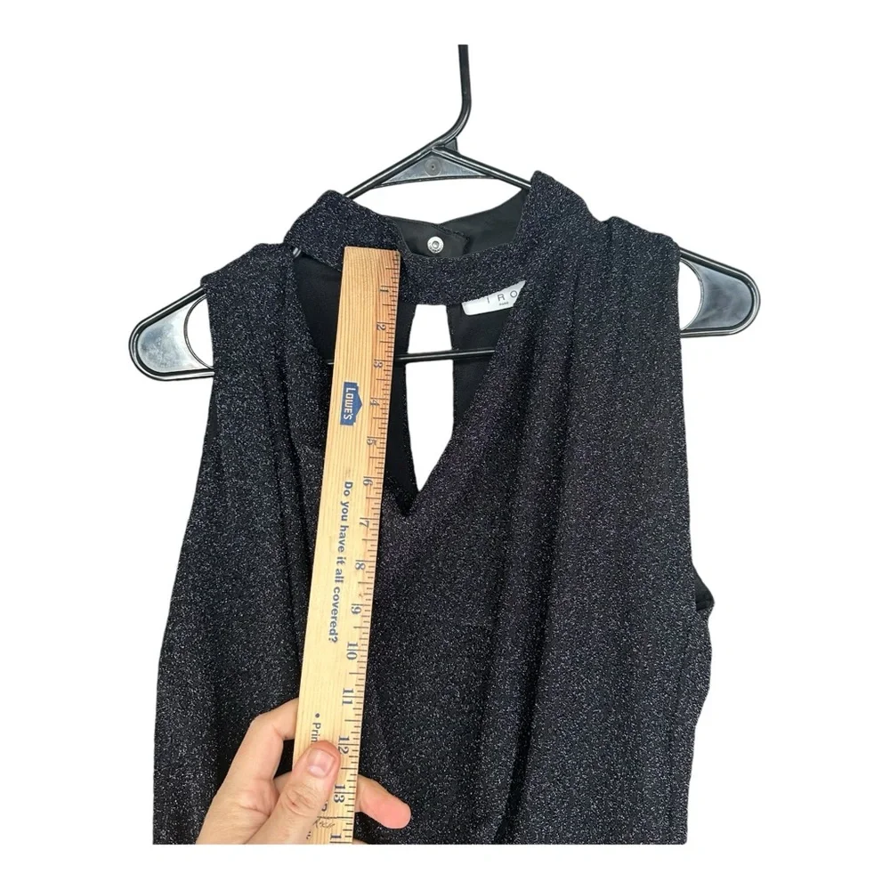 IRO Paris 36 Black Foa Sparkly Cutout Blouse High Neck Party Cocktail Sexy - Picture 15 of 15